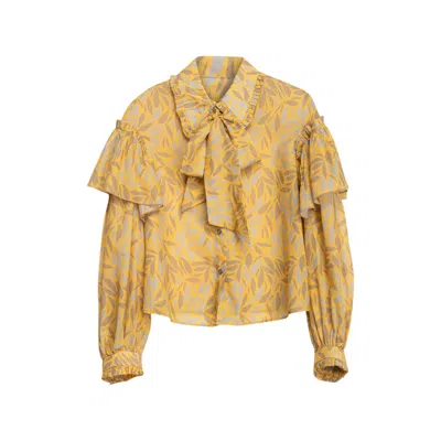Dolores Promesas Women's Yellow / Orange Dune Blouse With Bow Collar