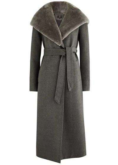 Dom Goor Shearling-trimmed Hooded Coat In Grey