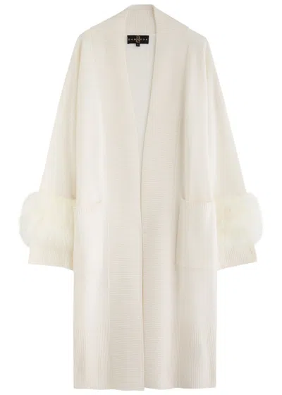 Dom Goor Shearling-trimmed Wool-blend Cardigan In Cream