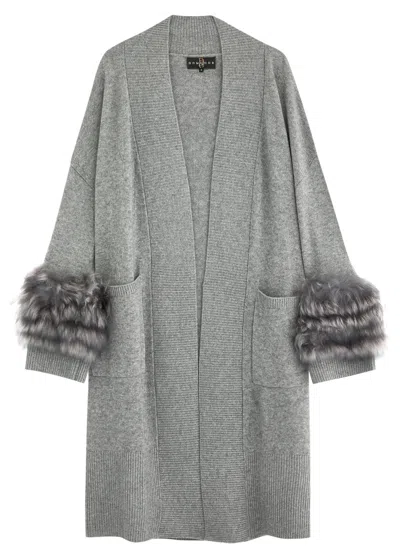 Dom Goor Shearling-trimmed Wool-blend Cardigan In Grey