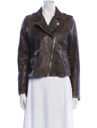 Pre-owned Doma Biker Jacket In Brown