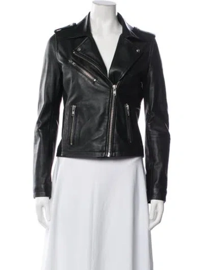 Pre-owned Doma Lamb Fur Biker Jacket In Blue