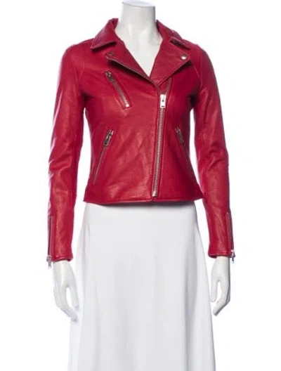 Pre-owned Doma Lamb Fur Biker Jacket W/ Tags In Red