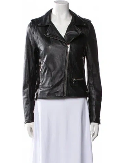 Pre-owned Doma Lamb Leather Biker Jacket In Black