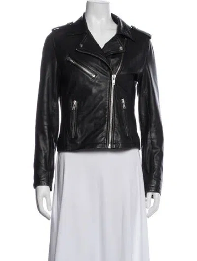 Pre-owned Doma Lamb Leather Biker Jacket In Black