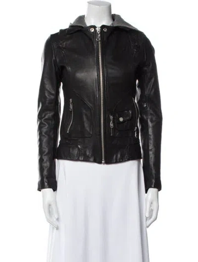 Pre-owned Doma Leather Biker Jacket In Black