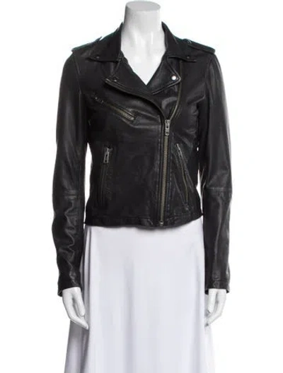 Pre-owned Doma Leather Biker Jacket In Black