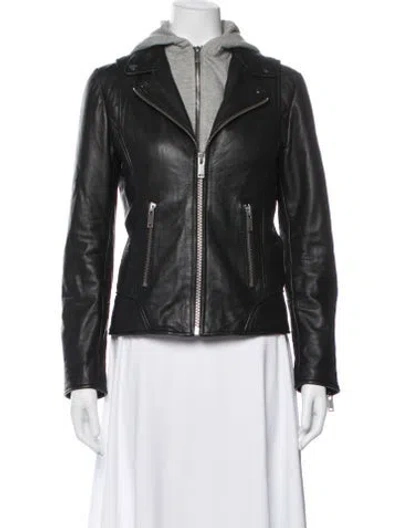 Pre-owned Doma Leather Biker Jacket In Black