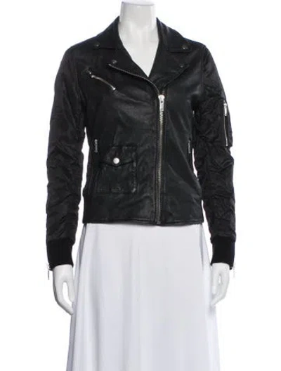 Pre-owned Doma Leather Biker Jacket In Black