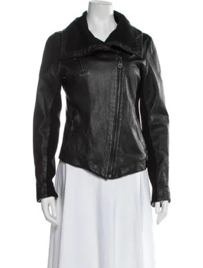 Pre-owned Doma Leather Biker Jacket In Black