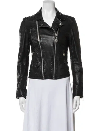 Pre-owned Doma Leather Biker Jacket In Black