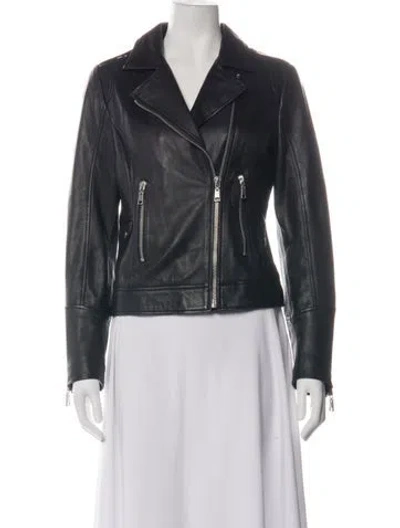 Pre-owned Doma Leather Biker Jacket In Black