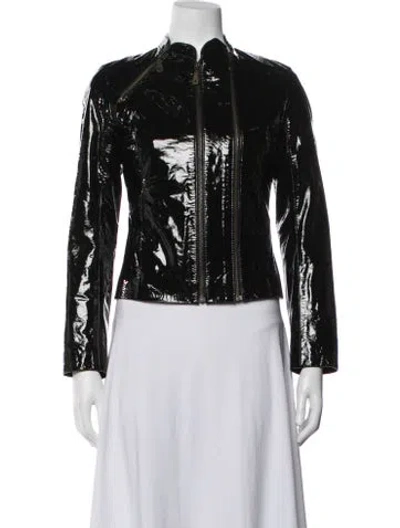 Pre-owned Doma Leather Biker Jacket In Black