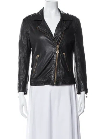 Pre-owned Doma Leather Biker Jacket In Black