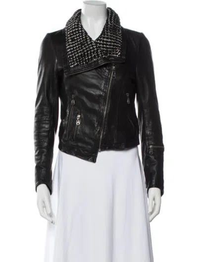 Pre-owned Doma Leather Biker Jacket In Black