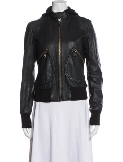 Pre-owned Doma Leather Biker Jacket In Black