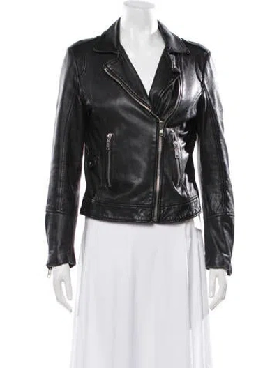 Pre-owned Doma Leather Biker Jacket In Blue