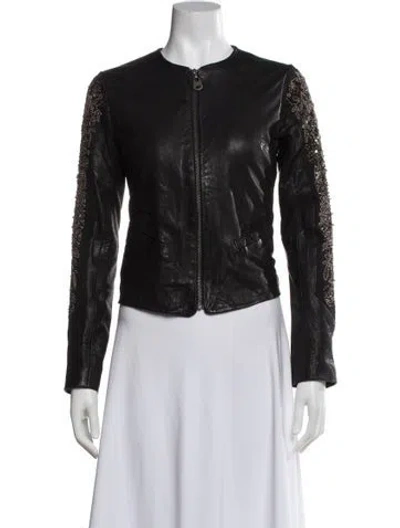 Pre-owned Doma Leather Biker Jacket In Brown