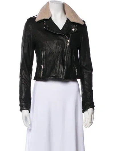 Pre-owned Doma Leather Biker Jacket In Gray