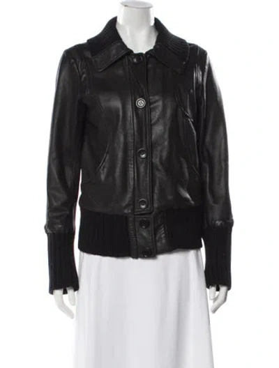 Pre-owned Doma Leather Biker Jacket In Gray