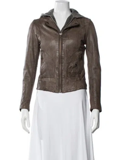Pre-owned Doma Leather Biker Jacket In Multi