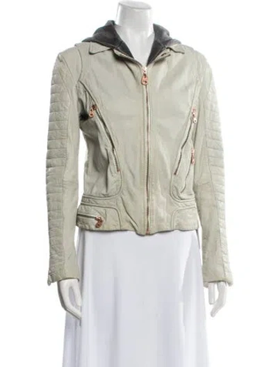 Pre-owned Doma Leather Biker Jacket In Neutral