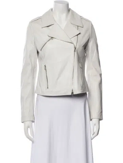 Pre-owned Doma Leather Biker Jacket In Neutral