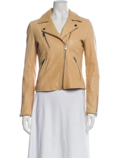 Pre-owned Doma Leather Biker Jacket In Neutral