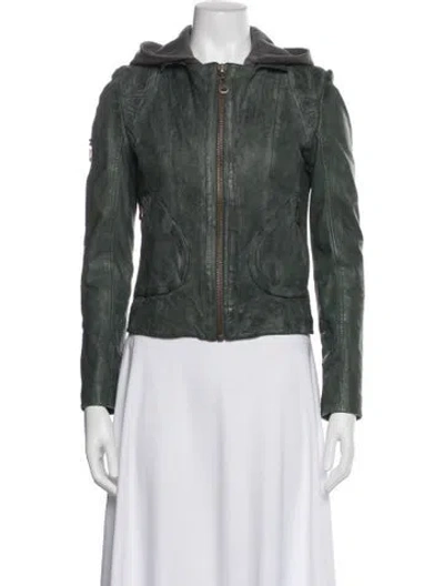 Pre-owned Doma Leather Biker Jacket In Neutral