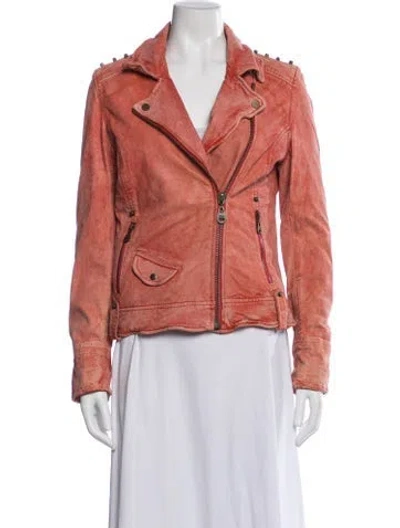 Pre-owned Doma Leather Biker Jacket In Red