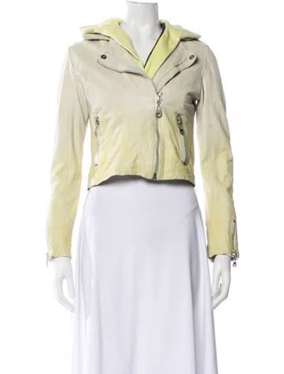 Pre-owned Doma Leather Biker Jacket In Yellow
