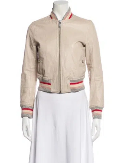 Pre-owned Doma Leather Bomber Jacket In Pink