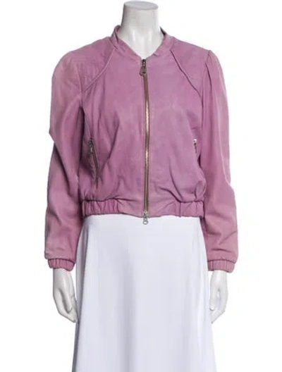 Pre-owned Doma Leather Bomber Jacket In Purple