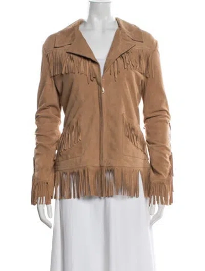 Pre-owned Doma Leather Jacket In Brown