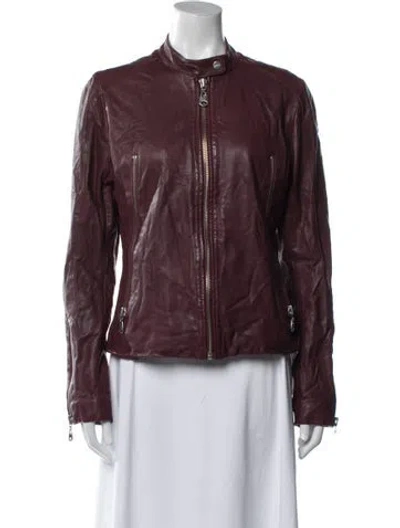Pre-owned Doma Leather Jacket In Burgundy