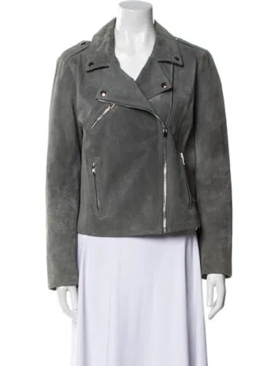 Pre-owned Doma Suede Biker Jacket In Gray