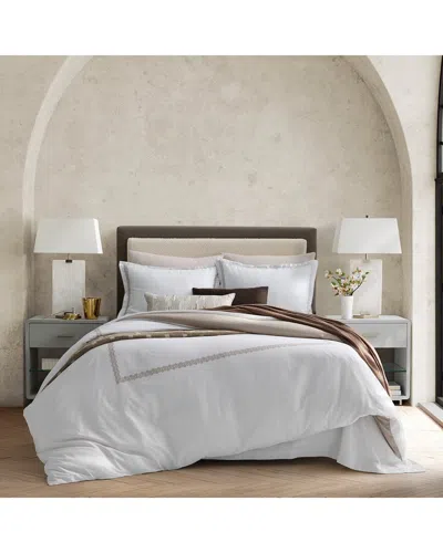 Domani Home Hatch Linen Duvet Set - Ivory/pearl In Gray