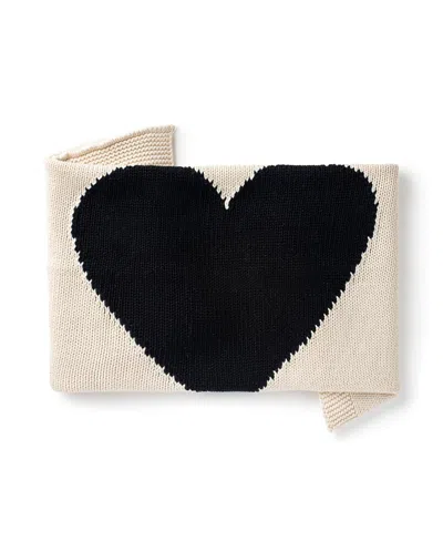 Domani Home Black Heart Blanket - Baby In Cream And Black