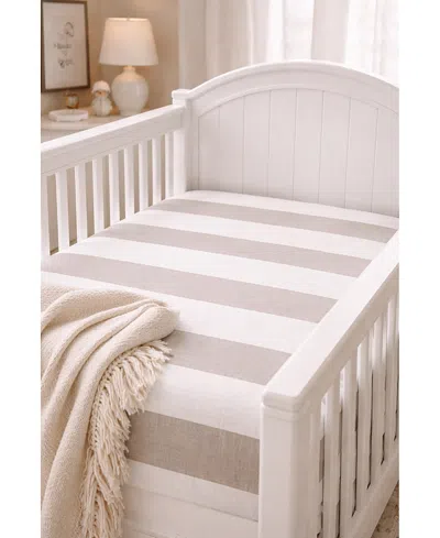 Domani Home Block Stripe Crib Sheet Fitted, Portable In Neutral