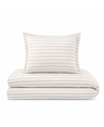 Domani Home Block Stripe Duvet Cover 4 Piece Set, Twin In Neutral