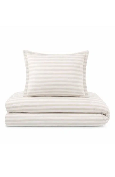 Domani Home Block Stripe Twin Duvet Cover, Sheet & Shams Set In White