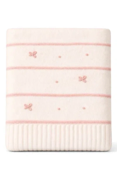 Domani Home Bow Embroidered Knit Baby Blanket In Pink