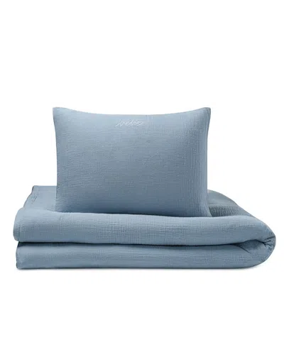 Domani Home Gauze Linen Crib Sheet In Blue