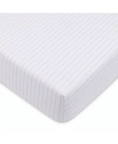 Domani Home Golden Stripe Crib Sheet Fitted, Portable In White