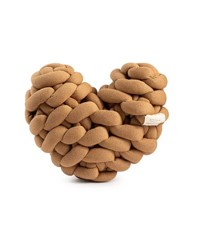 Domani Home Knit Heart Knot Pillow In Brown