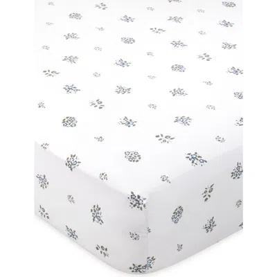 Domani Home Print Bassinet Crib Sheet In Feuile Bluer