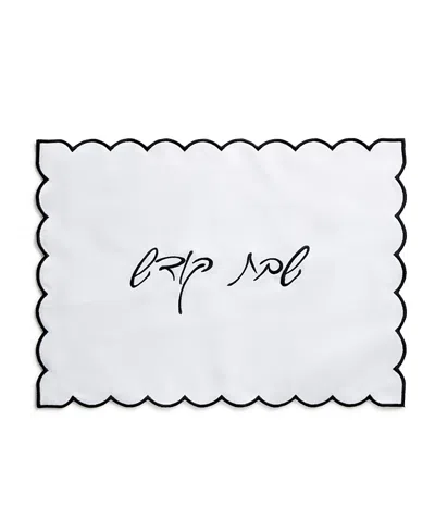 Domani Home Refined And Enlarged Black Scalloped Challah Cover In White