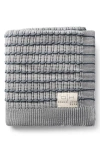 Domani Home Scallop Stripe Pointelle Cotton Knit Baby Blanket In Gray