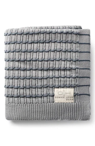 DOMANI HOME DOMANI HOME SCALLOP STRIPE POINTELLE COTTON KNIT BABY BLANKET