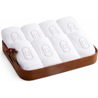 Domani Home Set Of 6 Monogram Fingertip Towels In Brown